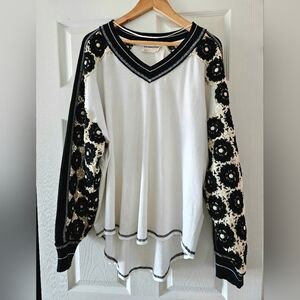 We The Free Black and White Sweater Free People Oceanside Long Sleeve Tee *NEW*